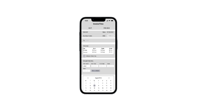 invoicetime wireframe screenshot