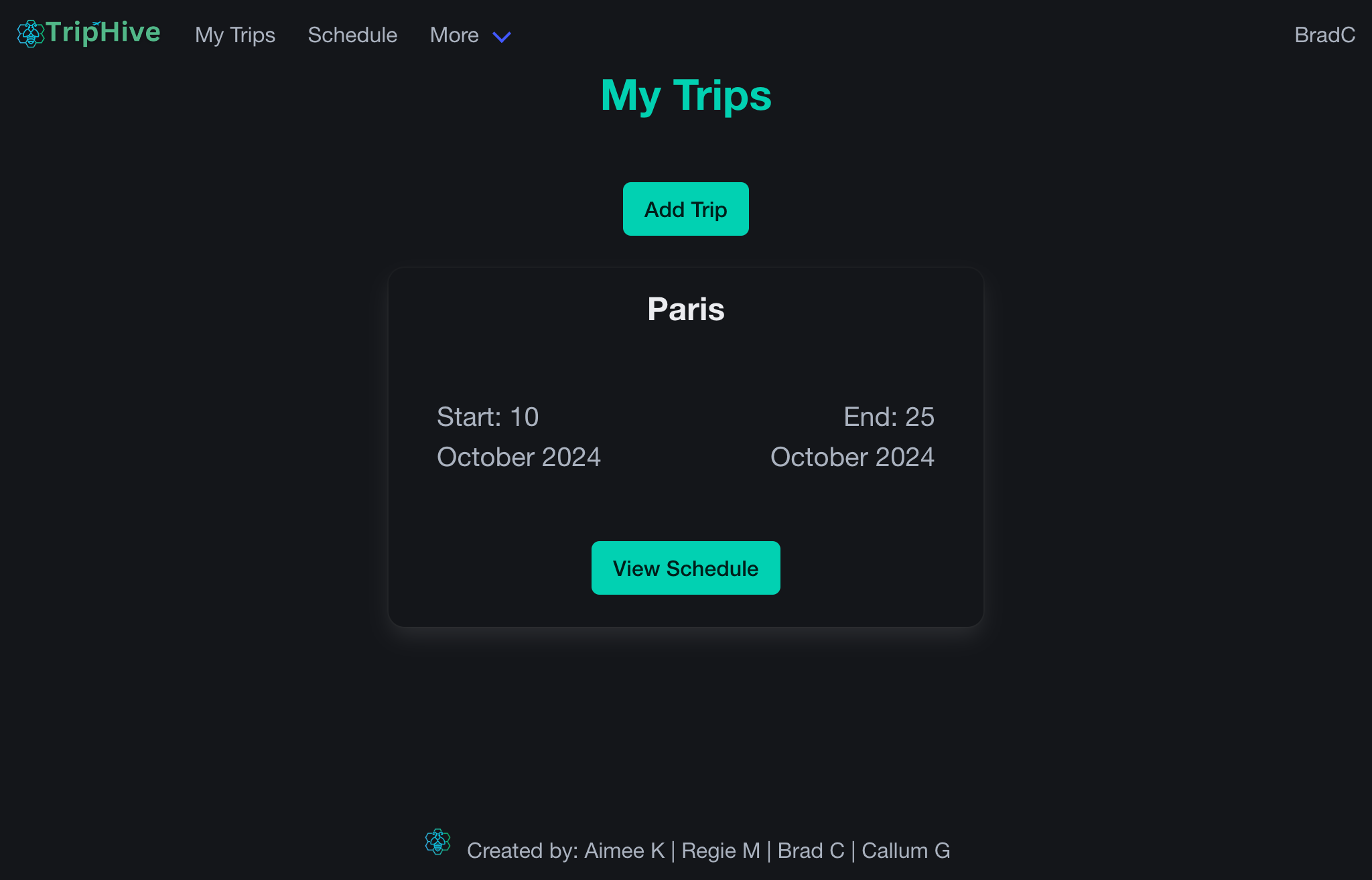 my trips page